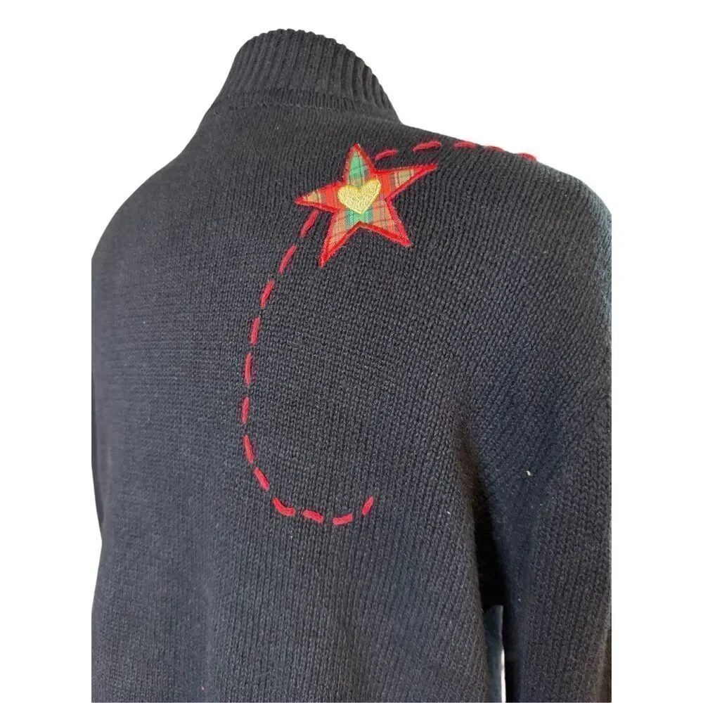 Pappagallo Christmas Cardigan Sz. M Full Zip High Collar Ugly Christmas Sweater